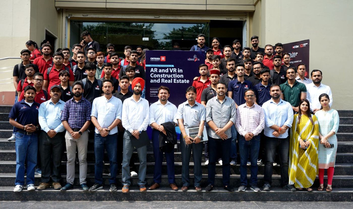 Sanan Goyal with Chitkara University students and faculty after the AR and VR in Construction and Real Estate session
